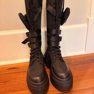 Black tall platform boot (new) size 9